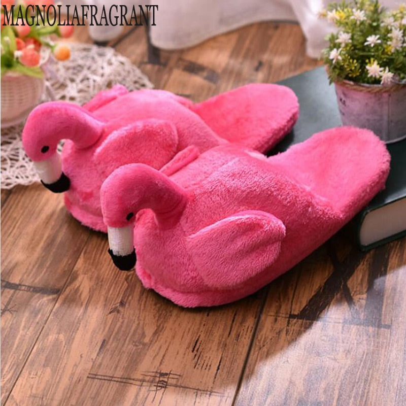 Winter Slippers Women Creative Fun Home Slippers Warm Women Shoes Unicornio Woman Unicorn Slippers Fur Flamingo Cotton Shoes c93 - Charlie Dolly