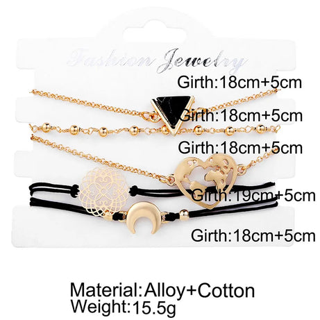 Boho Charm and Crystal Bead Bangle Bracelet Set