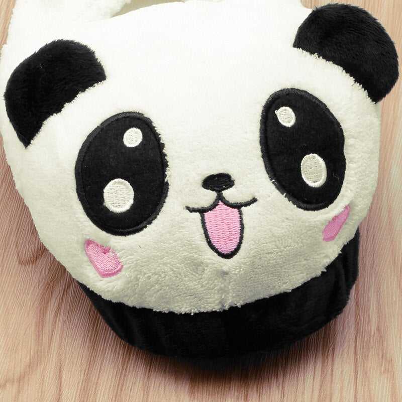 1Pair Cute Funny Panda Eyes Women Slippers Lovely Cartoon Indoor Home Soft Shoes One Size - Charlie Dolly