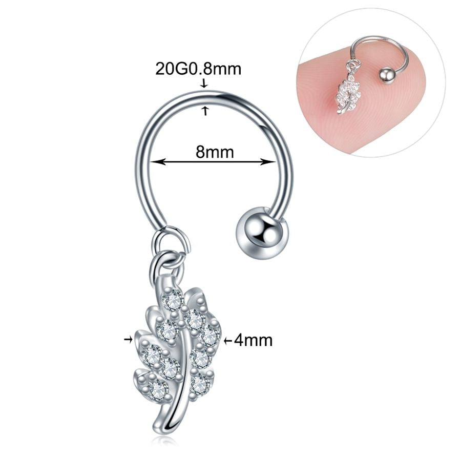 1PC Steel DIY 9Styles CZ Gem Pendant Dangle Hoop Cartilage Earring Helix Tragus Rook Lobe Ear Piercing Fashion Women Jewelry 20G