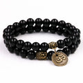 2Pcs 8MM Black Onyxl Natural Stone Bracelets Pendent Charm Bracelets For Men Jewelry Gift Buddha Strand Bracelets Women - Charlie Dolly