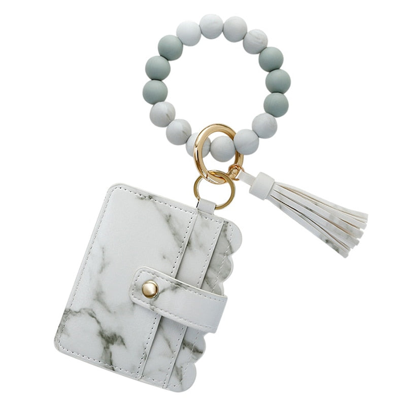 Silicone Keyring For Women Tassel Wood Beads Bracelet Keychain For Keys Multicolor Keychain Wholesale Accessories - Charlie Dolly