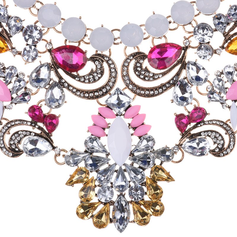 Fashion Bohemia Ethnic Big Choker Necklace For Women Acrylic Crystal Large Collar Necklaces Pendants India Vintage Jewelry - Charlie Dolly