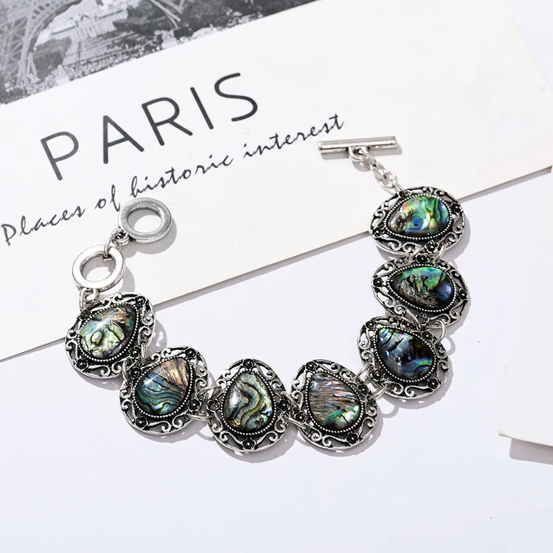 Vintage Ethnic Natural Shell Bracelets & Bangles for Women Boho Temperament Carved Link Bracelets Vacation Party Jewelry Gift