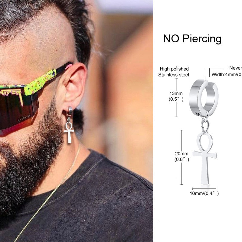 IRREGULAR TRIANGLE LONG CHAIN CUFF EARRING FOR MEN UNISEX JEWELRY ROCK THE COOLEST CONCH HOOP CLIP PIERCING WITHOUT PIERCING - Charlie Dolly