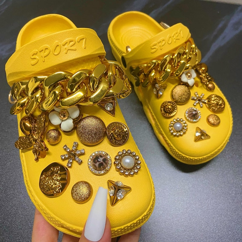 Summer Women Slippers With Charms Chain Platform Outdoor Garden Shoes Sandals Flip Flops Fashion Punk Slippers Women Shoes - Charlie Dolly