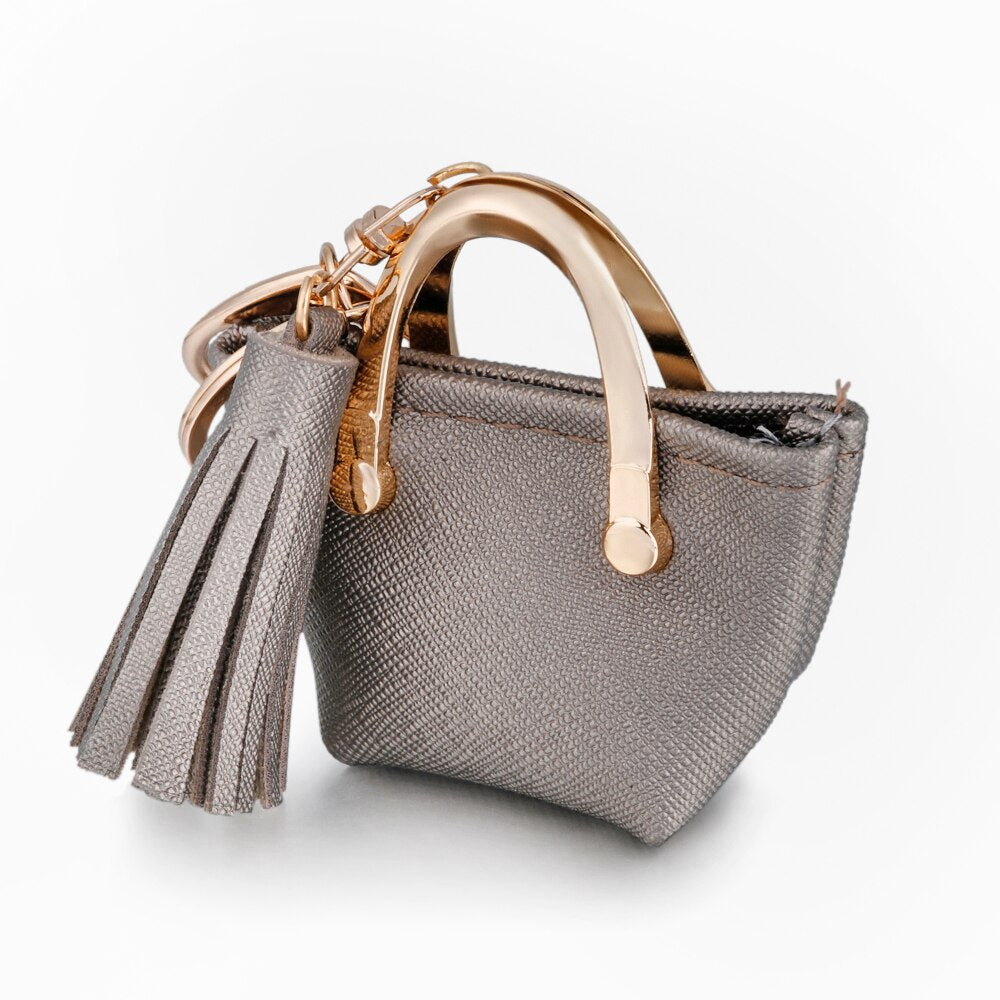 ZG Small Bag Keychain Mini Coin Purse Gray Pink Blue Red Decoration Key Chains PU Leather Bag Storage Pendant Fashion Jewelry - Charlie Dolly