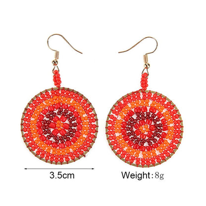 Bohemian Colorful Round Rice Beads Drop Earrings for Women Fashion Multicolor Handmade Dangle Earrings Female Party Jewelry Gift