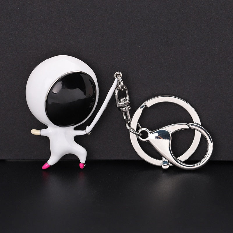 Sports Fencing Villain Metal Skull Head Keychain Three-Dimensional Fencer Club Commemorative Gift Men Women Keyring Jewelry - Charlie Dolly