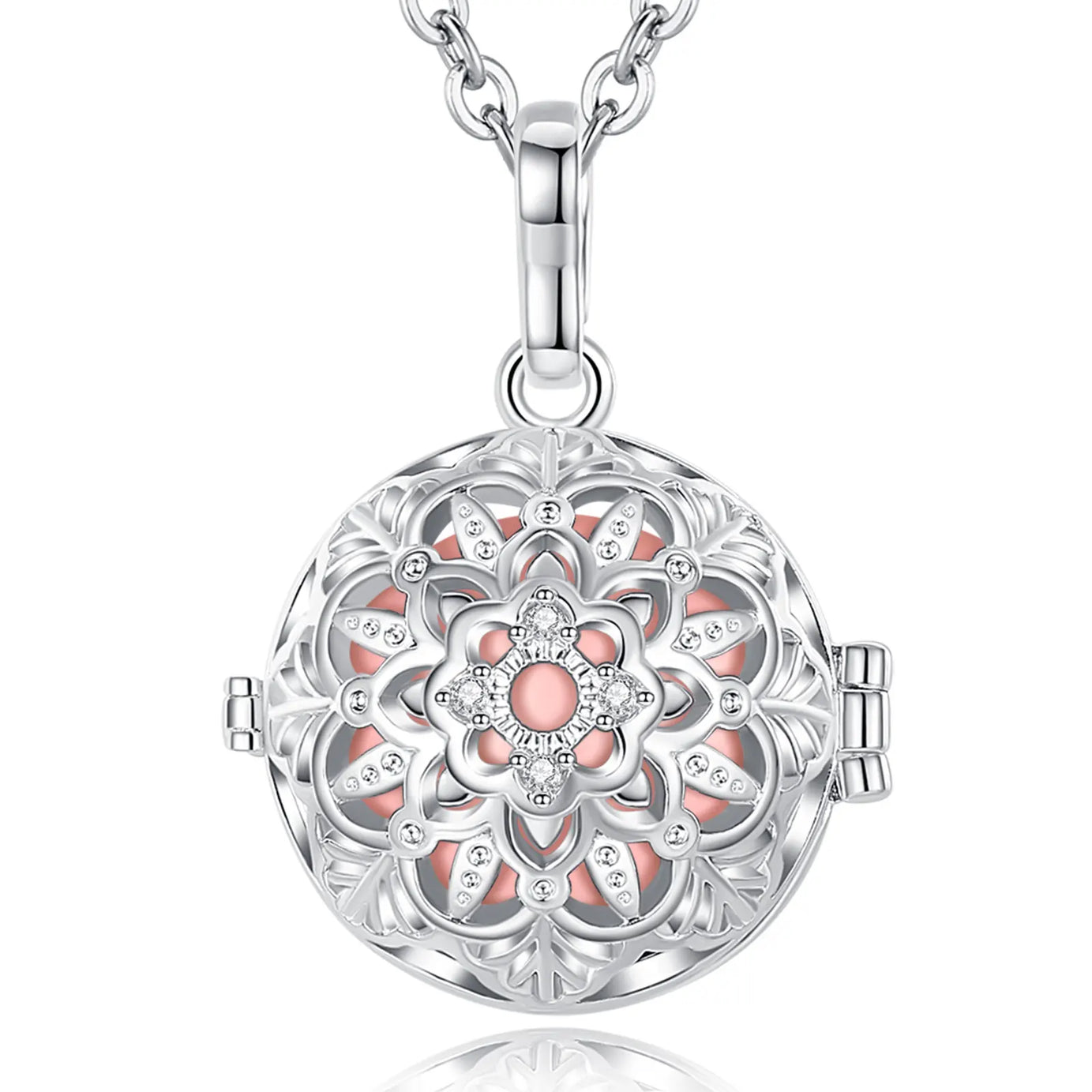 Eudora 18mm Harmony Ball Lotus Cage Pregnancy Bola Necklace, Angel Caller Amulet