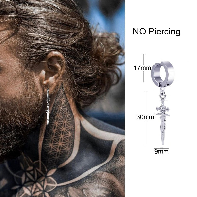 IRREGULAR TRIANGLE LONG CHAIN CUFF EARRING FOR MEN UNISEX JEWELRY ROCK THE COOLEST CONCH HOOP CLIP PIERCING WITHOUT PIERCING - Charlie Dolly