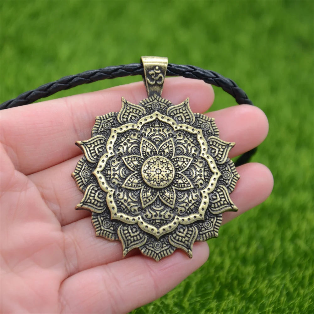 Om Lotus Flower Mandala Yoga Spiritual Pendant Womens Necklaces Jewelry Valentine Gift