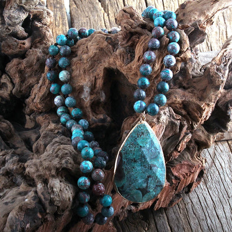Fashion Boho Jewelry Natural Stones With Semi Precious Pendant Necklaces Women Bohemia Necklace Gift - Charlie Dolly