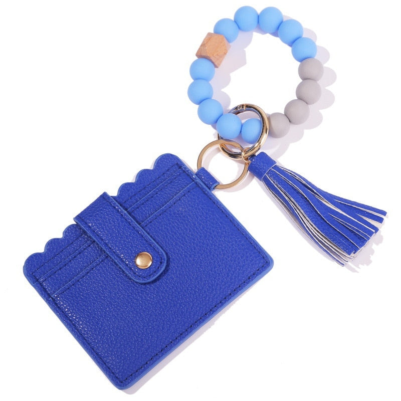 Silicone Keyring For Women Tassel Wood Beads Bracelet Keychain For Keys Multicolor Keychain Wholesale Accessories - Charlie Dolly