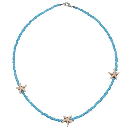 3 PCS OFF 10% Bohemian Colorful Seed Beads Necklace Long Horn Pendant Starfish Multi-layer Pearl Necklace Set For Women Jewelry