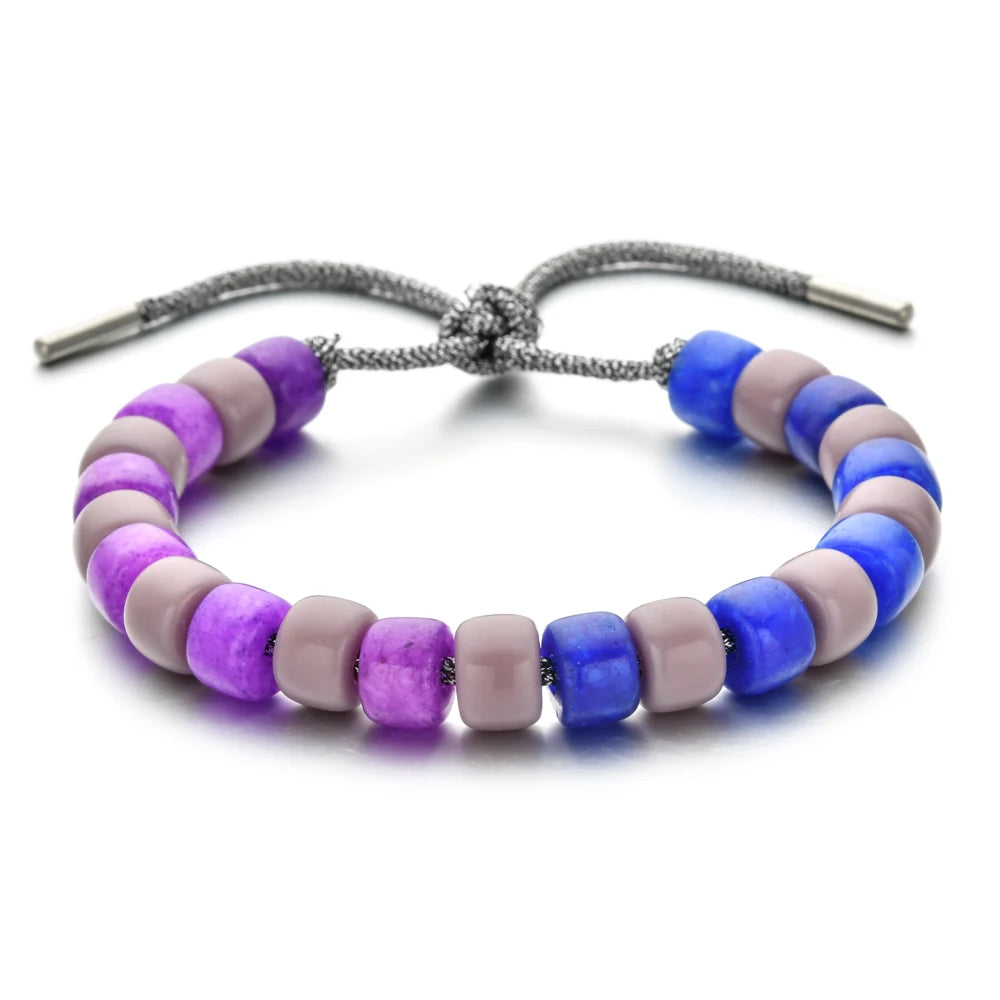 Vintage Boho Handmade Pull Tie on Rope Bracelet DIY Natural Stones Crystal Charm Beads Stone Trendy Bracelet Lucky Jewelry