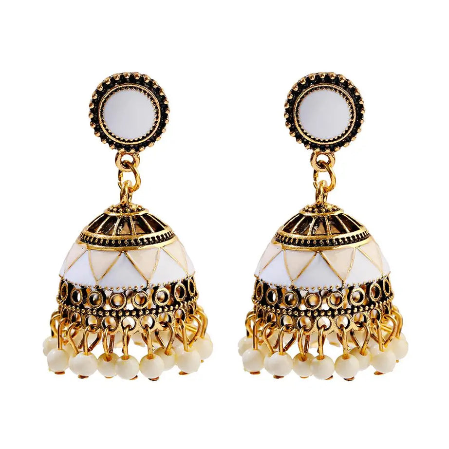 Pearl Bead Indian Jhumka Hanging Earrings Jewelry