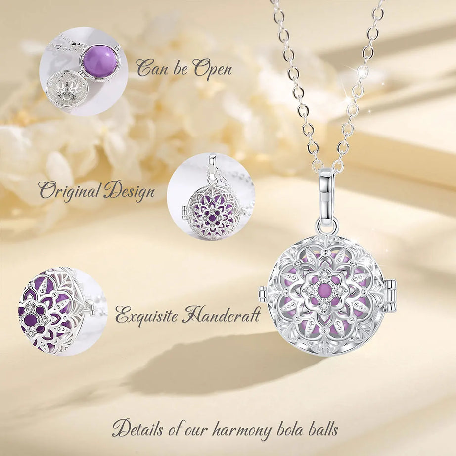 Eudora 18mm Harmony Ball Lotus Cage Pregnancy Bola Necklace, Angel Caller Amulet