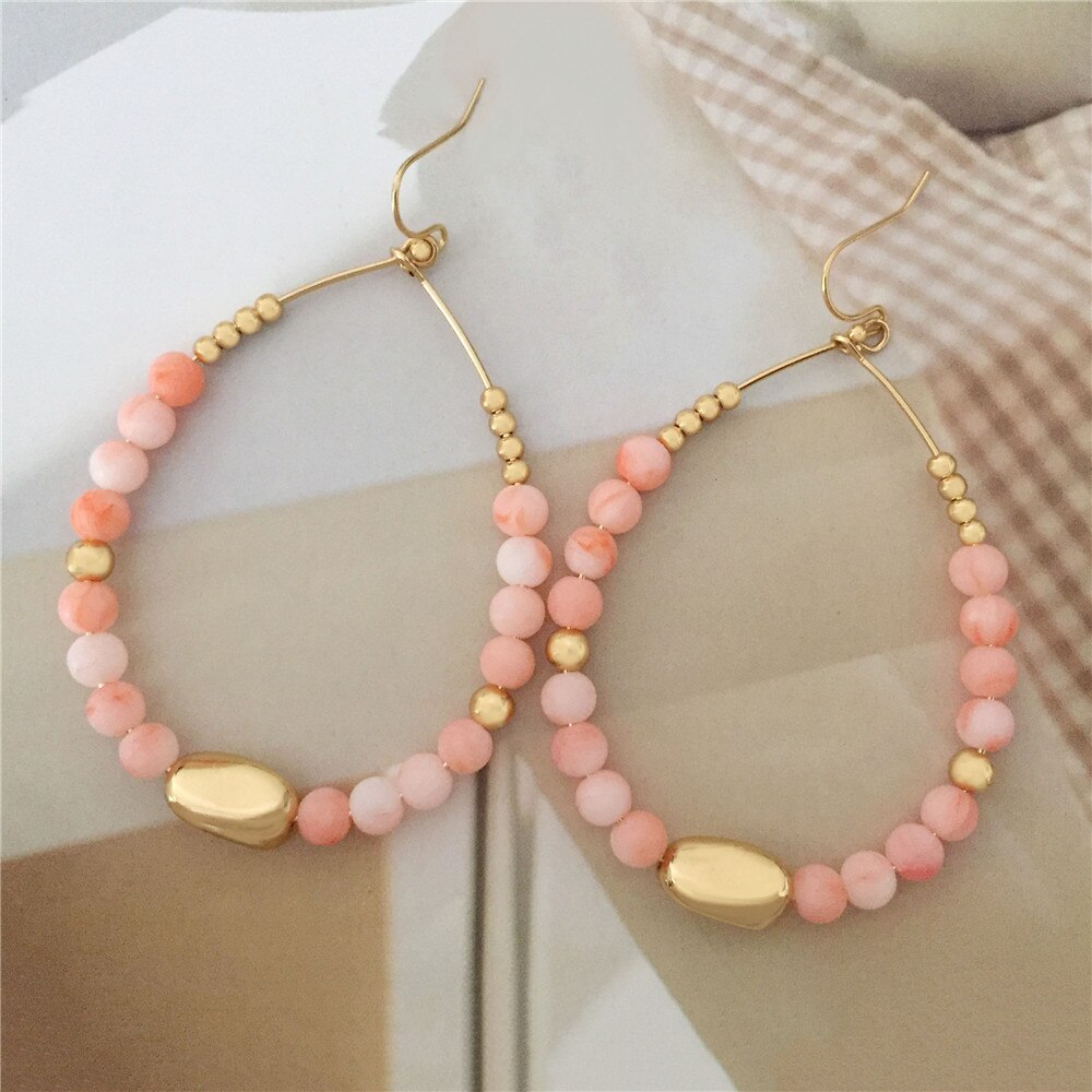 Bohemian Color Bead Hyperbol Earrings For Women 2021 Trend Gradual Acrylic Vintage Hanging Earrings Fashion Female Party Jewelry - Charlie Dolly