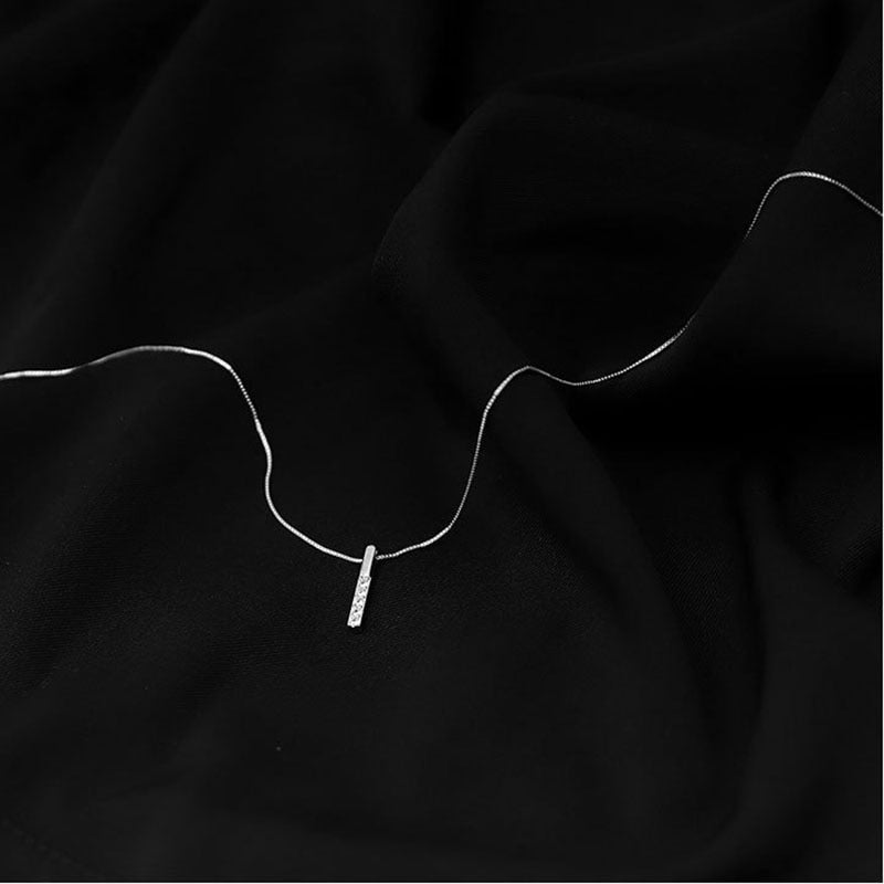 925 Sterling Silver Necklace Simple Geometric Cubic Zircon Necklace Shiny Exquisite Clavicle Chain Ladies Fashion Jewel - Charlie Dolly
