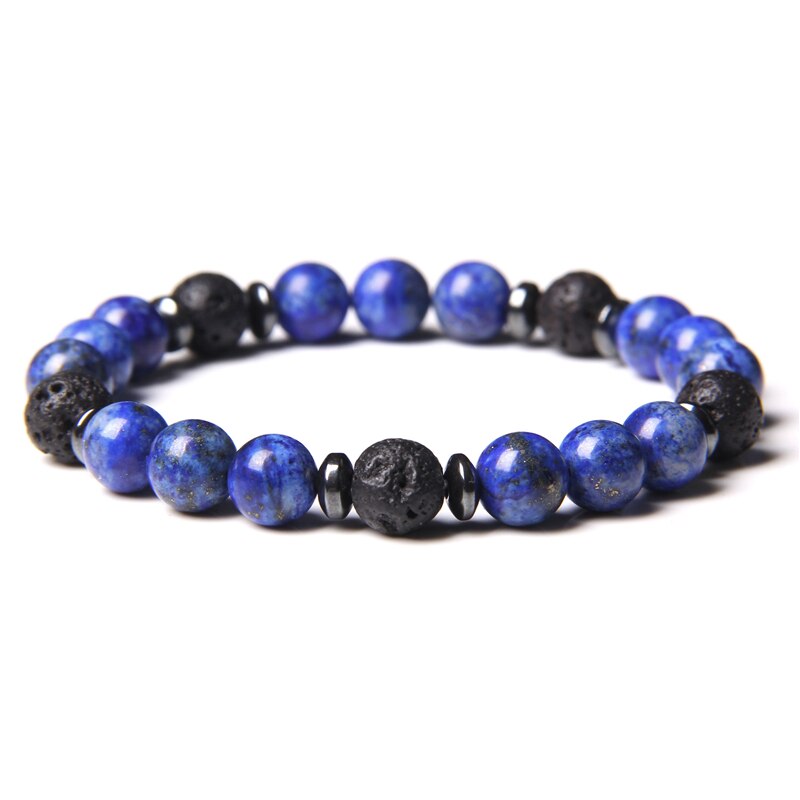 Natural Pink Zebra Stone Beads Bracelet 8mm Lava Volcanic Beaded Charm Bracelet Yoga Jewelry for Women Men Friendship Bracelet - Charlie Dolly