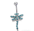 1PCS Flower Dangling Navel Belly Button Piercing Ring Bent Barbells Opal Belly Chain Jewelry Stainless Steel Women Body Jewelry - Charlie Dolly