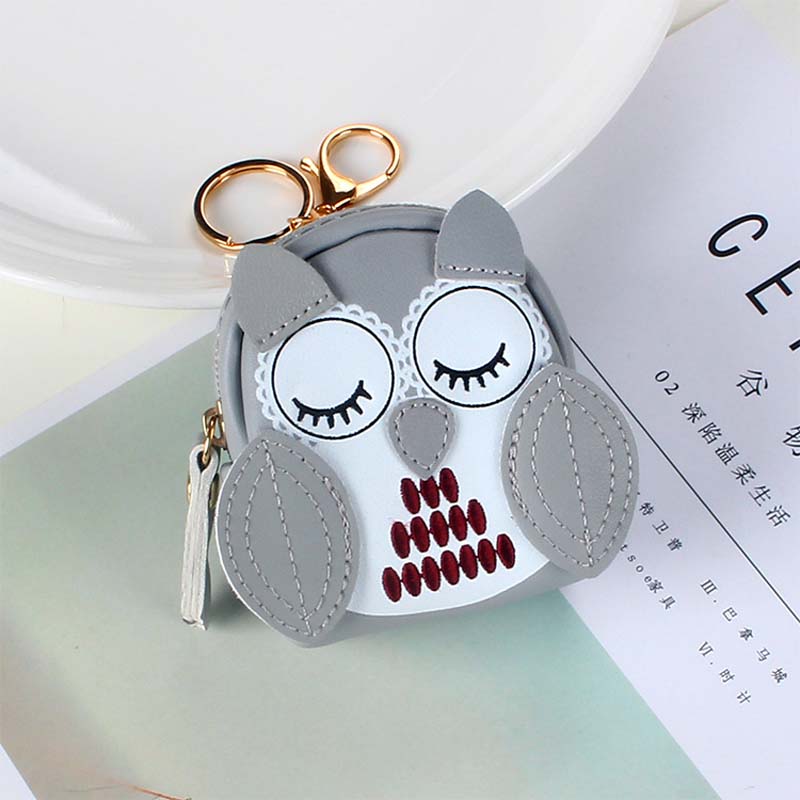 Cute Key Bag Owl Coin Purse Mini School Bag Car Key Chain Pendant Lady Wallet PU Leather Coin Purses Coin Purse Keychain