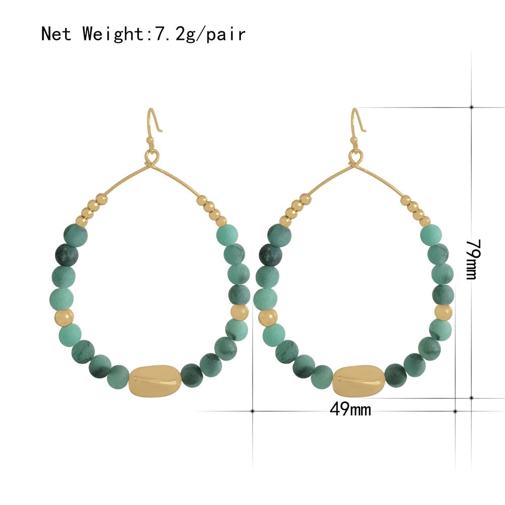 Bohemian Color Bead Hyperbol Earrings For Women 2021 Trend Gradual Acrylic Vintage Hanging Earrings Fashion Female Party Jewelry - Charlie Dolly