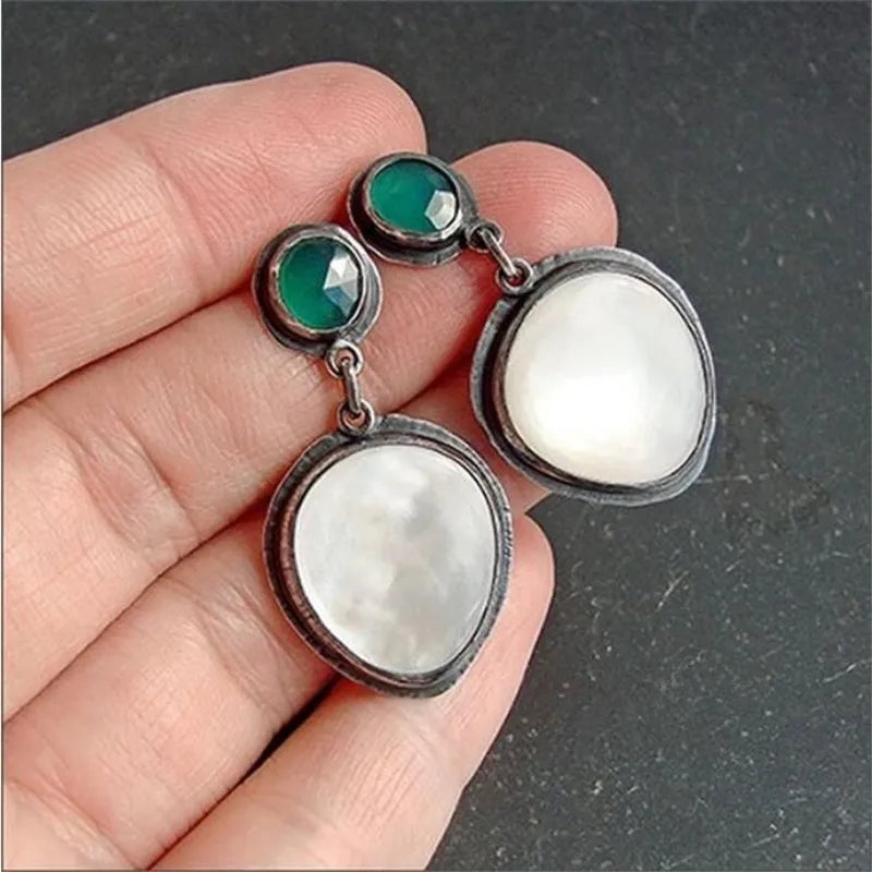 Boho Tropical Green Enamel Coconut Leaf Pearl Drop Earrings For Women Jewelry Statement Brincos Gold Dangle Earings Mujer Bijoux