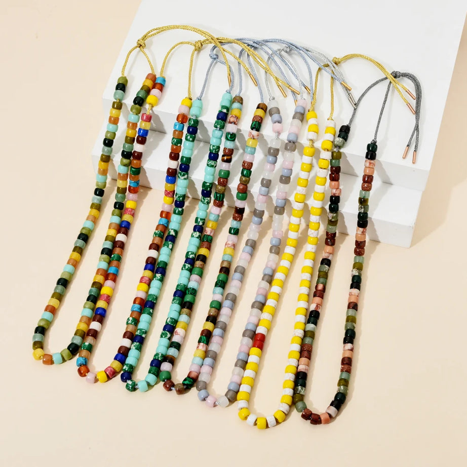 Vintage Boho Handmade Pull Tie on Rope Bracelet DIY Natural Stones Crystal Charm Beads Stone Trendy Bracelet Lucky Jewelry - Charlie Dolly