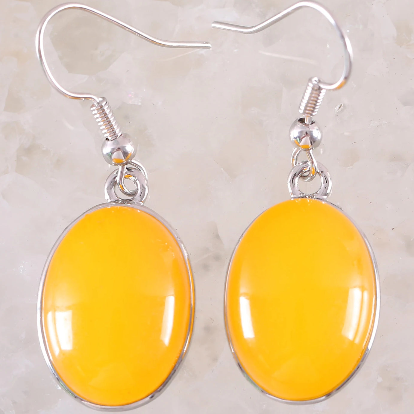 White Opal Lapis Cabochon Drop Earrings Jewelry