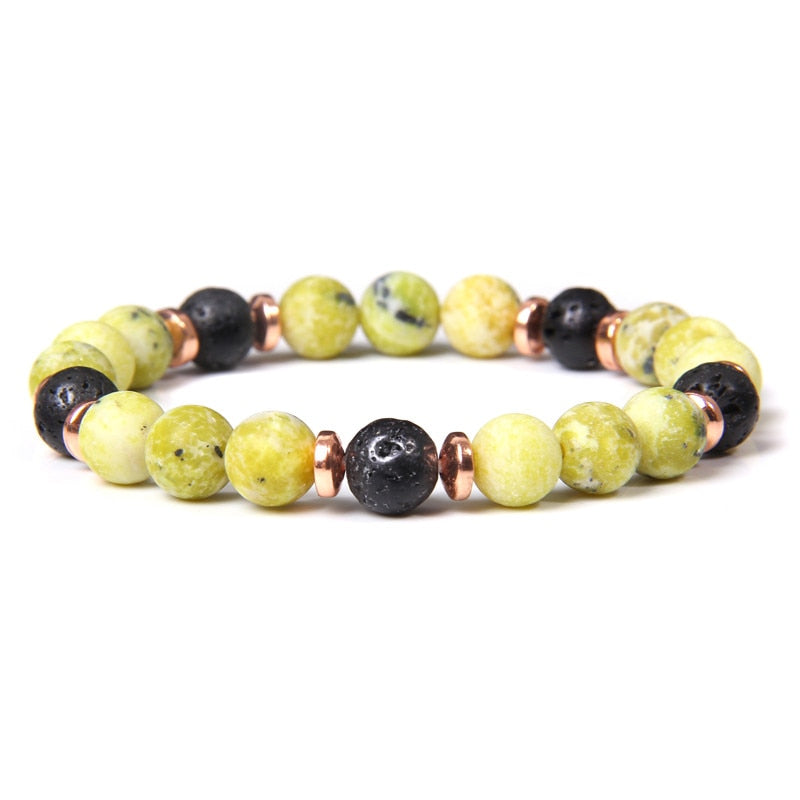 Natural Pink Zebra Stone Beads Bracelet 8mm Lava Volcanic Beaded Charm Bracelet Yoga Jewelry for Women Men Friendship Bracelet - Charlie Dolly