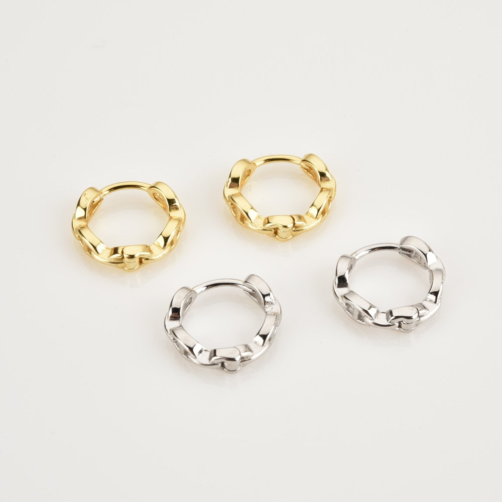 ANDYWEN 100% 925 Sterling Silver Gold 2020 New Square Hoop Circle Huggies Piercing Loops Plain Fashion Jewelry 100% Clips - Charlie Dolly