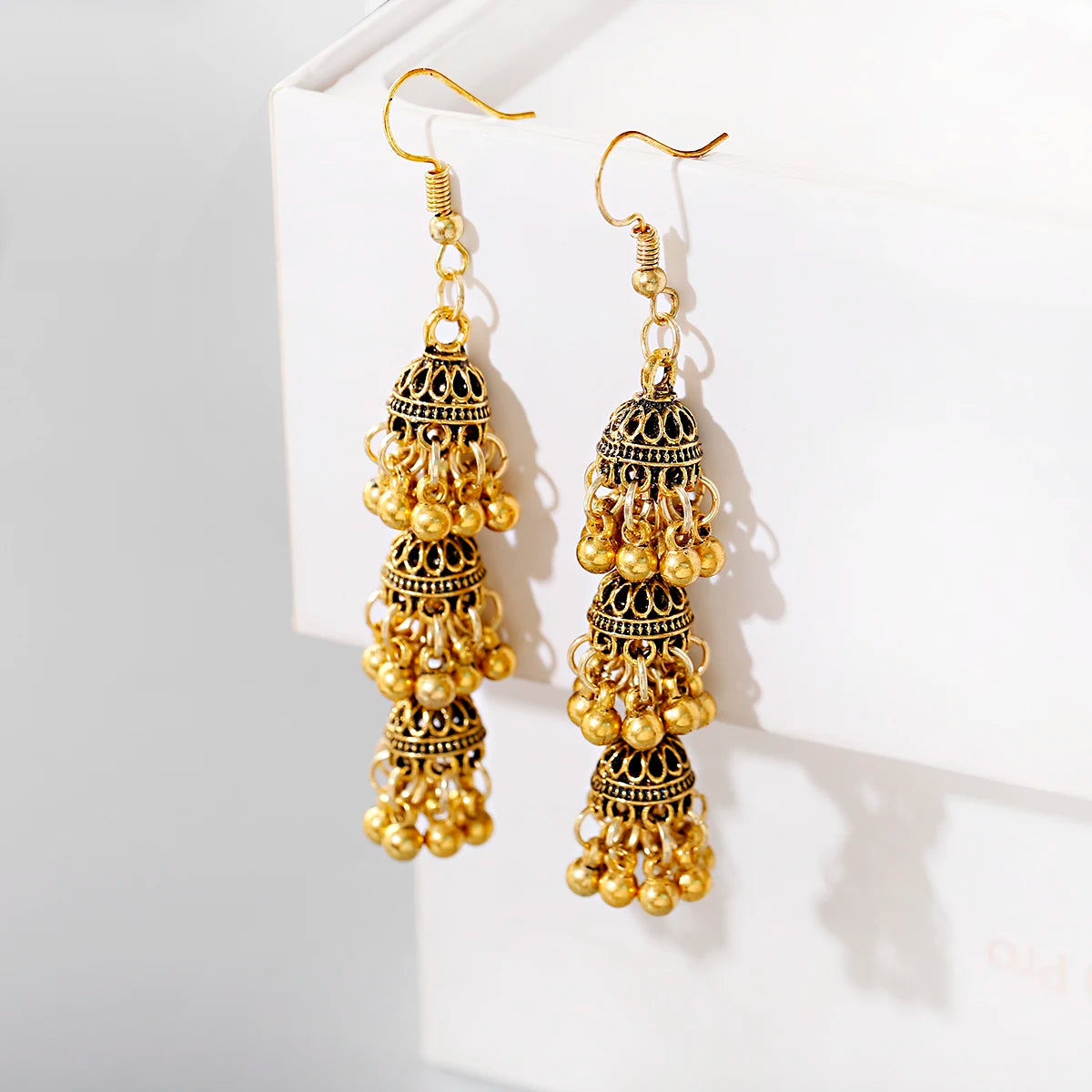 أقراط هندية على شكل أجراس فضية اللون عرقية للنساء أقراط Jhumka التركية العتيقة مجوهرات بوهو بيجو