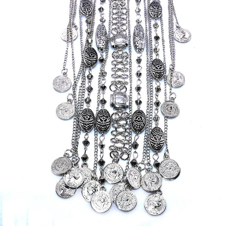 Coin Maxi Collar Tassel Choker Necklace Jewelry