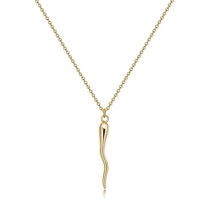 2021 New Fashion Women's Personality Summer Gold Italian Corner Pendant Chain Horn Charm Lucky Pendant Party Necklace - Charlie Dolly