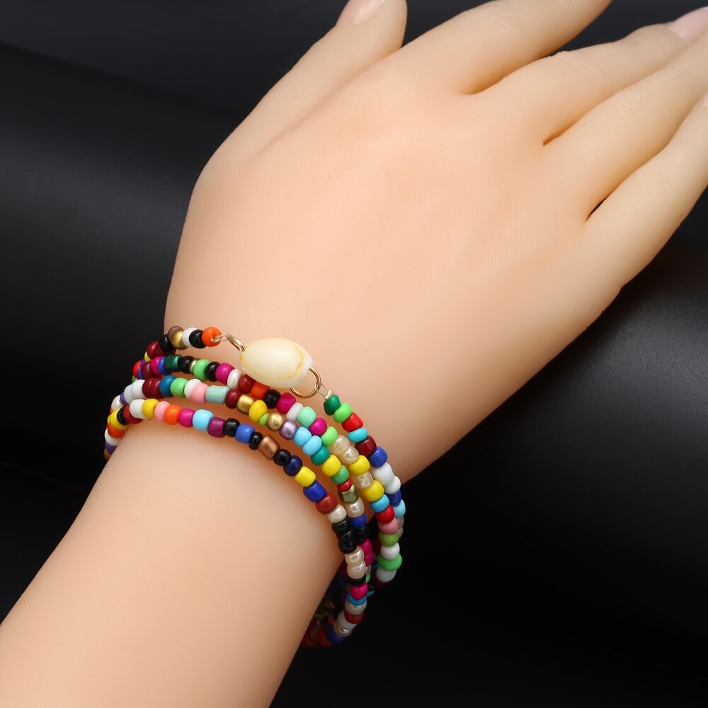 Wish Card Bohemia Shell Pendant Necklace Double Layers Colorful Miyuki Beads Long Chain Statement Necklace Collier Bijoux EY6556 - Charlie Dolly