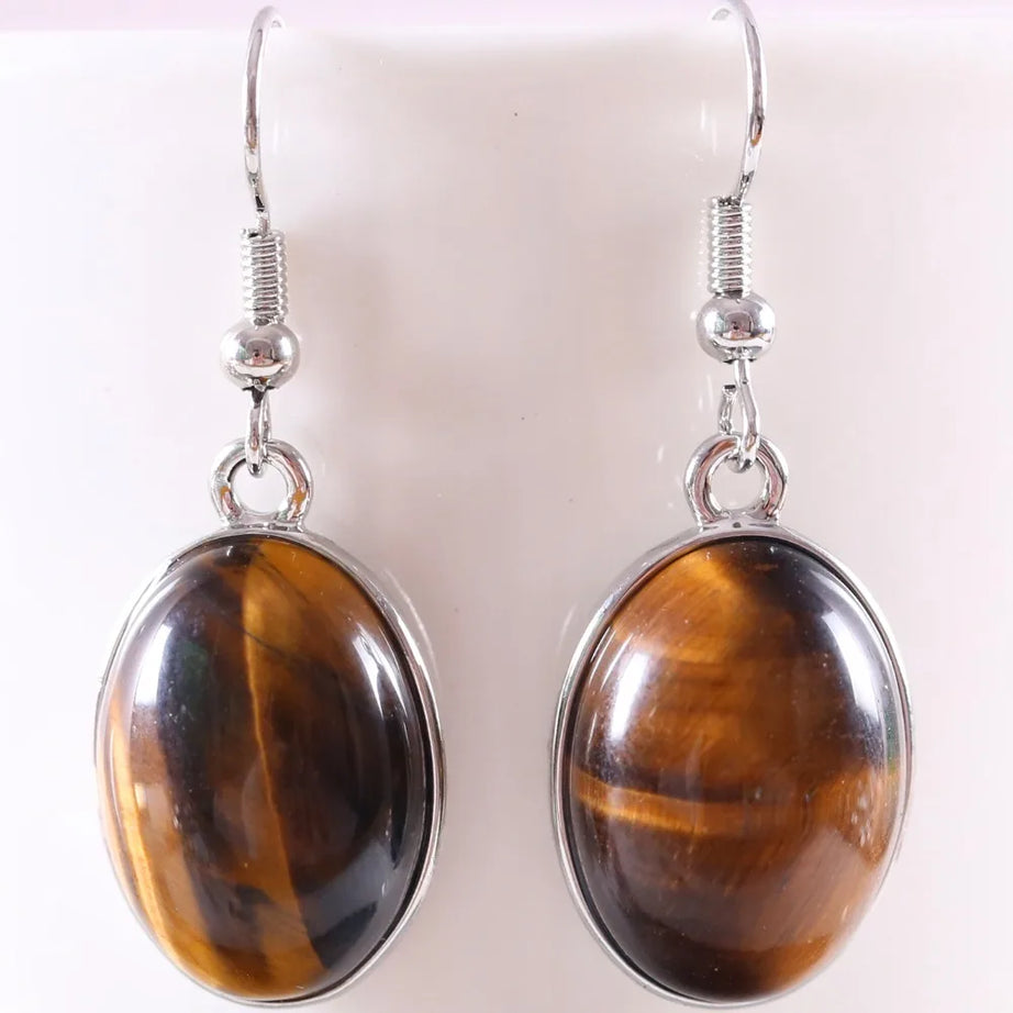 White Opal Lapis Cabochon Drop Earrings Jewelry
