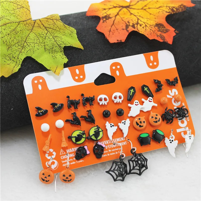 Nightmare Before Christmas Halloween Earrings Punk Skeleton Pumpkin Car Funny Cute Samll Stud Earrings Jewelry Aretes De Mujer - Charlie Dolly