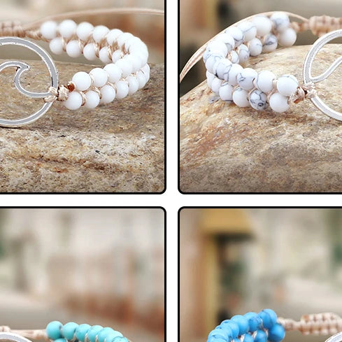 Boho Ocean Waves Bracelets Vintage Natural Stone Black Onyx Tiger Eye Beads Bracelet & Bangle Women Men Yoga Wristchain Jewelry - Charlie Dolly