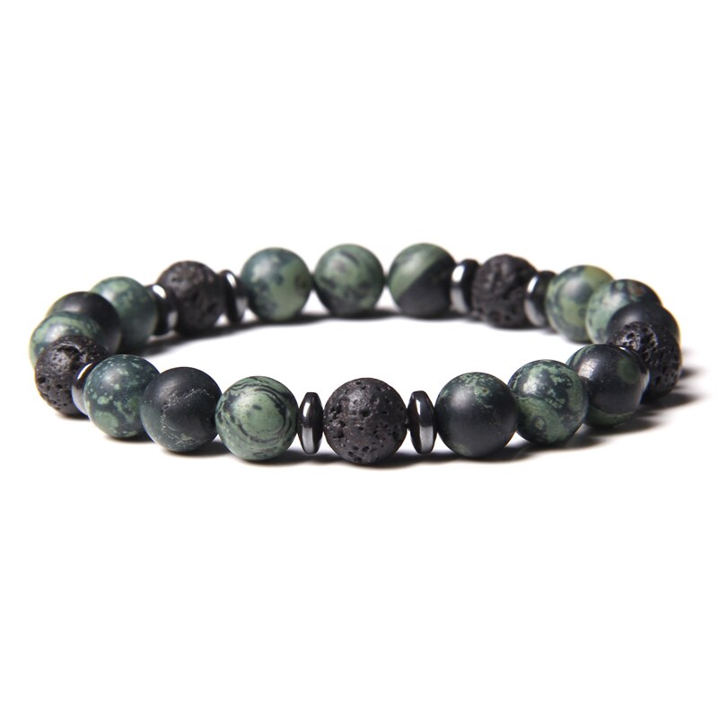 Natural Pink Zebra Stone Beads Bracelet 8mm Lava Volcanic Beaded Charm Bracelet Yoga Jewelry for Women Men Friendship Bracelet - Charlie Dolly