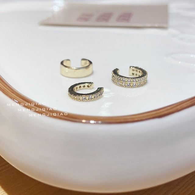 3pcs/Set Delicate Micro Pave Zircon Cute Clip Earrings Female Buckle EarCuff No Piercings Fake Cartilage Ear Jewelry 2021 - Charlie Dolly