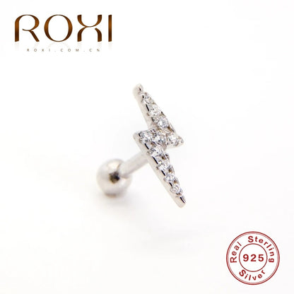 ROXI Small Crown Moon Star Lightning Constellation Stud Earrings for Women 925 Sterling Silver Piercing Earring Kolczyki Damskie