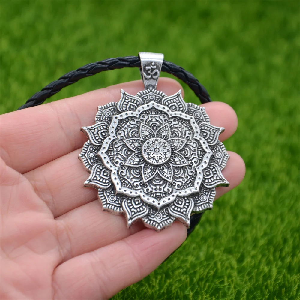 Om Lotus Flower Mandala Yoga Spiritual Pendant Womens Necklaces Jewelry Valentine Gift