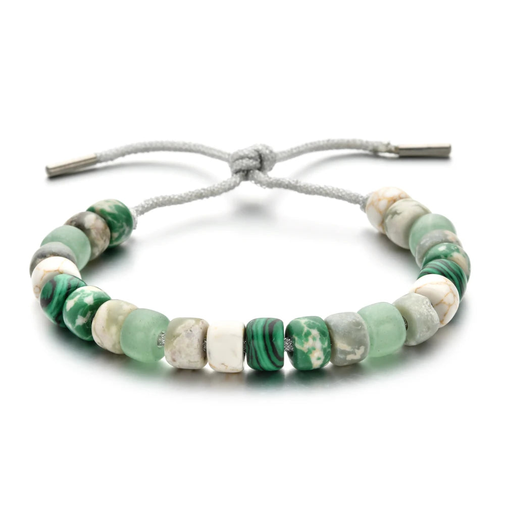 Vintage Boho Handmade Pull Tie on Rope Bracelet DIY Natural Stones Crystal Charm Beads Stone Trendy Bracelet Lucky Jewelry