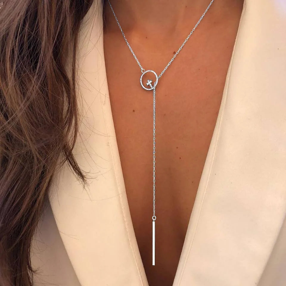 Moon Cross Tree Star Layered Choker Necklace Jewelry