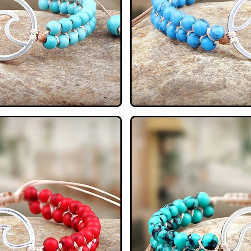 Boho Ocean Waves Bracelets Vintage Natural Stone Black Onyx Tiger Eye Beads Bracelet & Bangle Women Men Yoga Wristchain Jewelry - Charlie Dolly