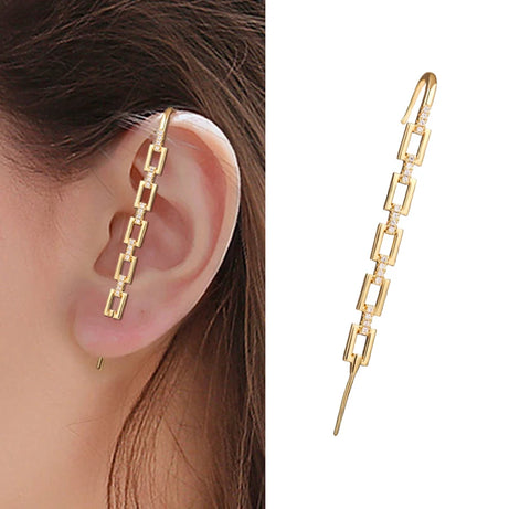 Gold Zirconia Ear Crawler Climber Earrings Jewelry