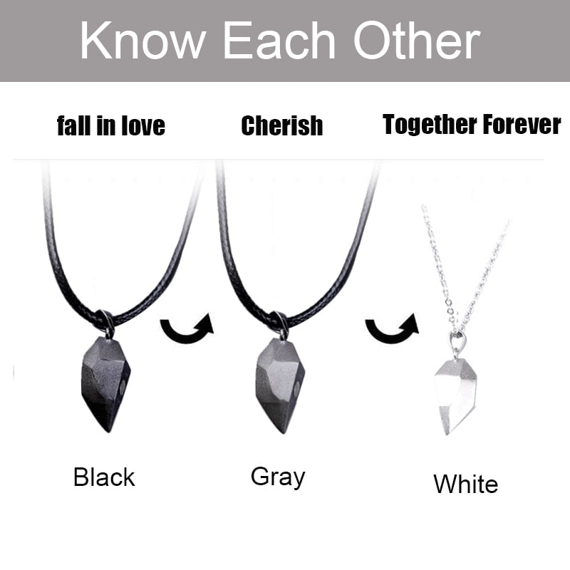 2Pcs/Lot Magnetic Couple Necklace Friendship Heart Pendant Distance Faceted Charm Necklace Women Valentine's Day Gift 2021 - Charlie Dolly