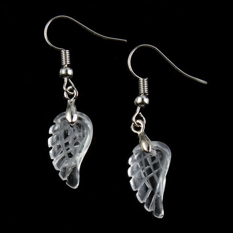 KFT Natural Carved Angel Wings Crystal Quartz Earring Lapis Lazuli Agate Dangle Hook Drop Stone Women Girls Earrings Jewelry - Charlie Dolly